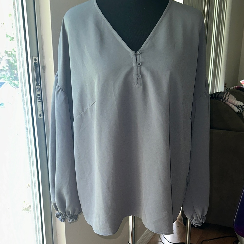 Alfani, Elegant Grey V-Neck Women's Top